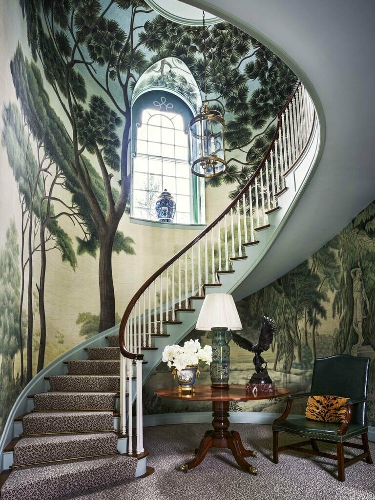 Detailed luxury wallcovering installation in an interior