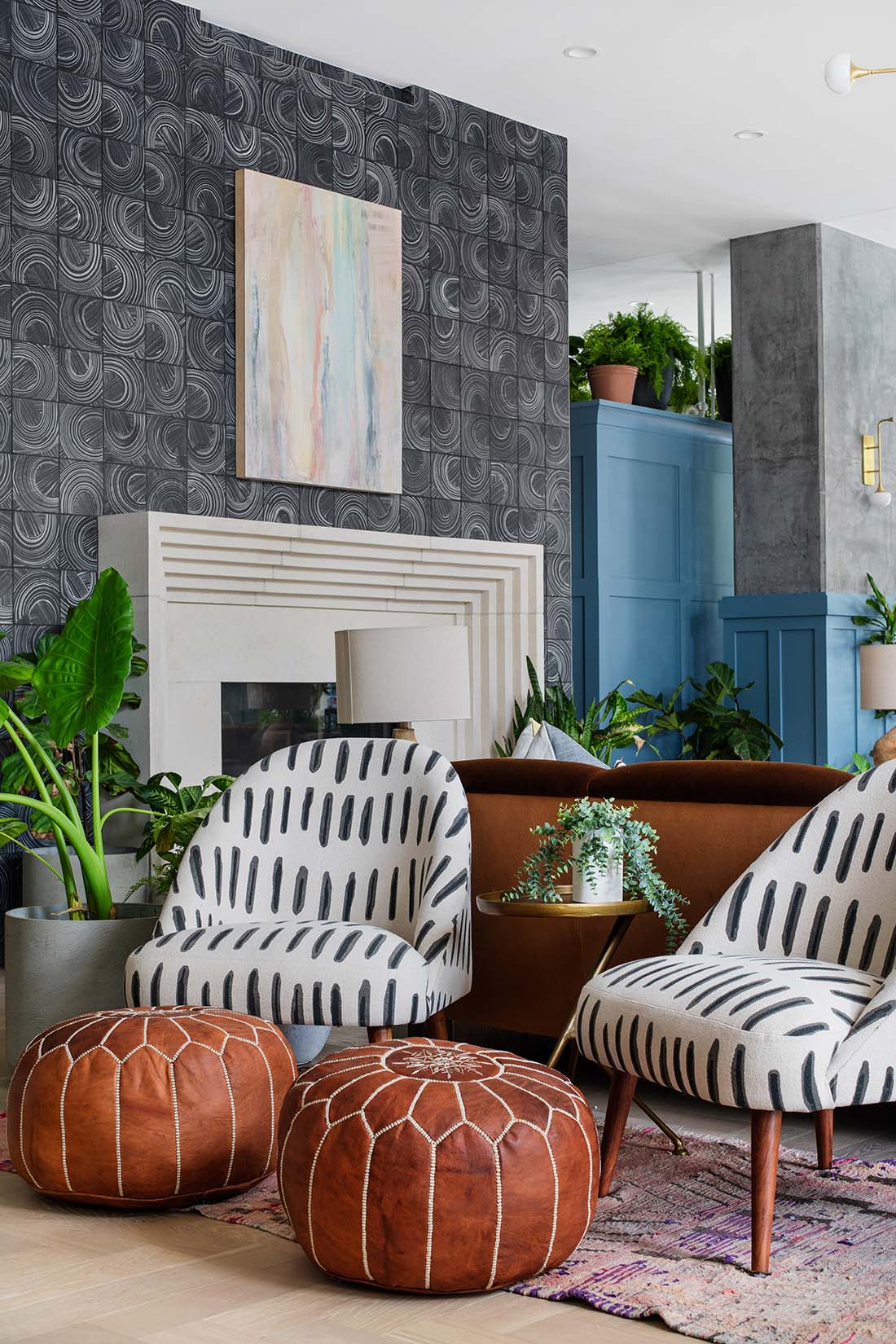 Luxury patterned wallpaper interior